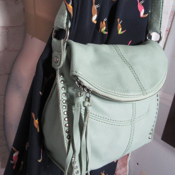 THE SAK, LEATHER SHOULDER BAG, AQUA BLUE, SHOULDER/CROSS-BODY STUDDED - Picture 3 of 9